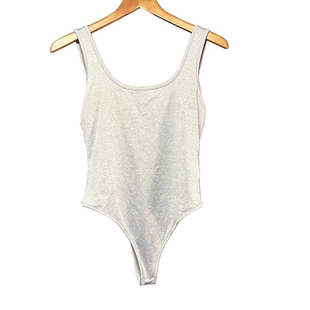 Daisy Gray Ribbed Bodysuit Large Snap Crotch Tank - Picture 2 of 9